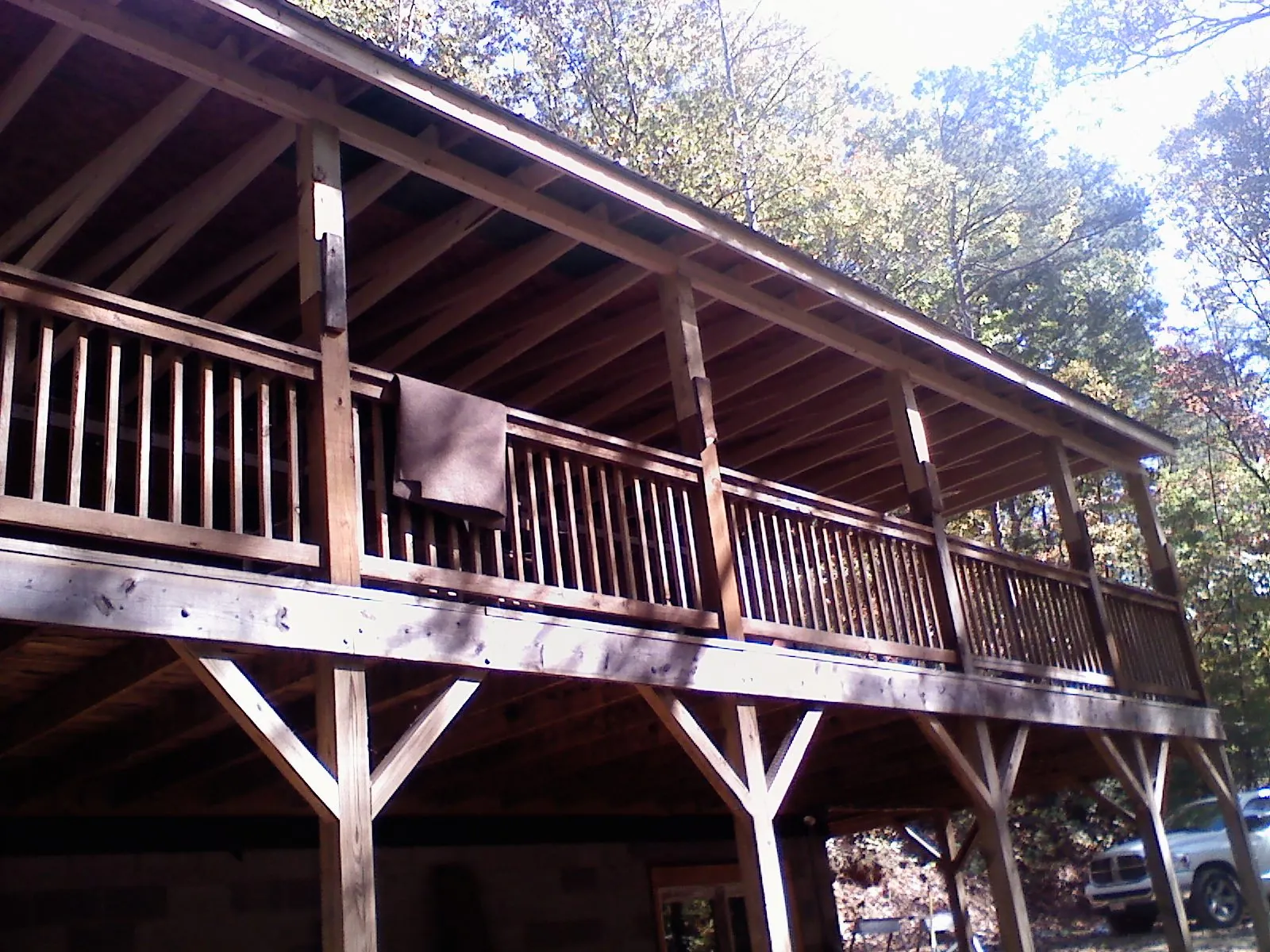 Timber framing under a new elevated porch and deck — Roof Leak Repair in Papillion by Roofing Brothers